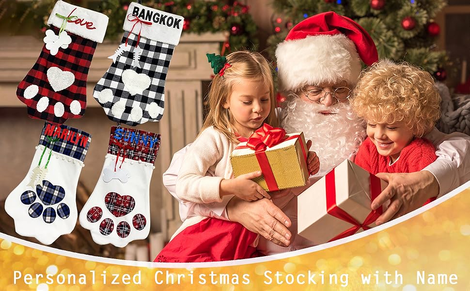 Personalized Christmas Stockings,Set of 5,4,3,2,1 Embroidered Knitted