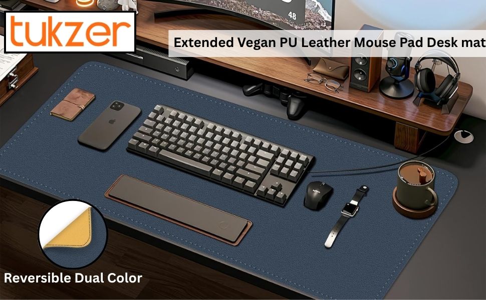 Tukzer Extended Vegan PU Leather Mouse Pad Desk mat