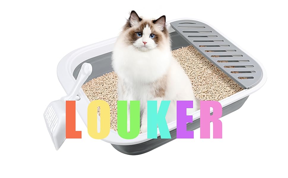 Cat Litter Box for Travel, 18"×14" Grey Small Litter Box for Open Foldable