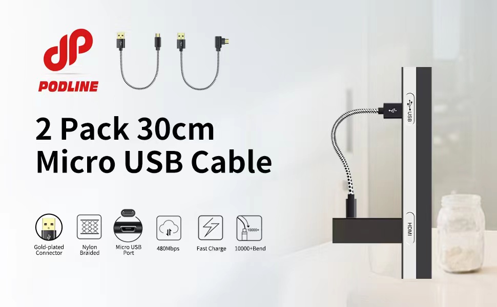 2Pack 1 Foot USB Cable for Fire Stick, Power Cable for