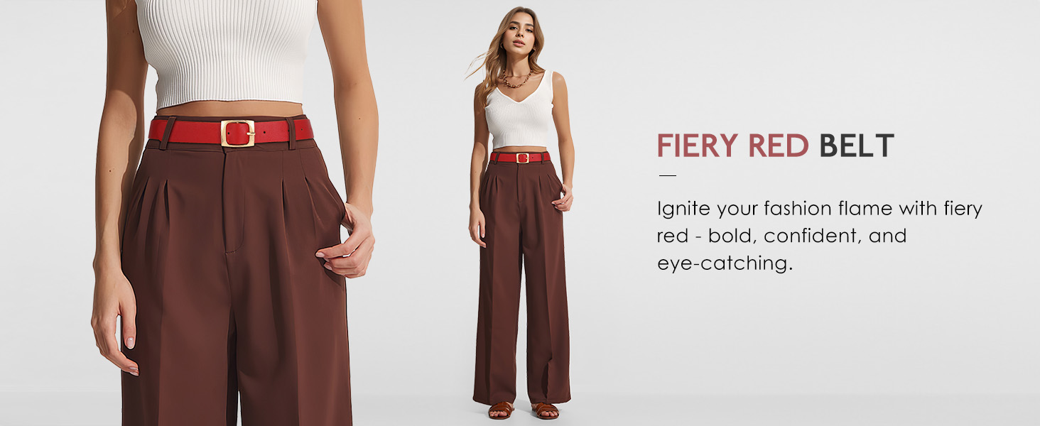 Women&#39;s Leather Belts for Jeans Dress Pants Black Brown Belts for Women Ladies Belts Gold Buckle