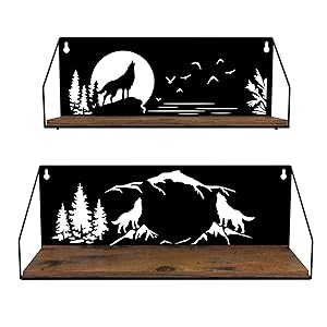 Rustic wolf shelves