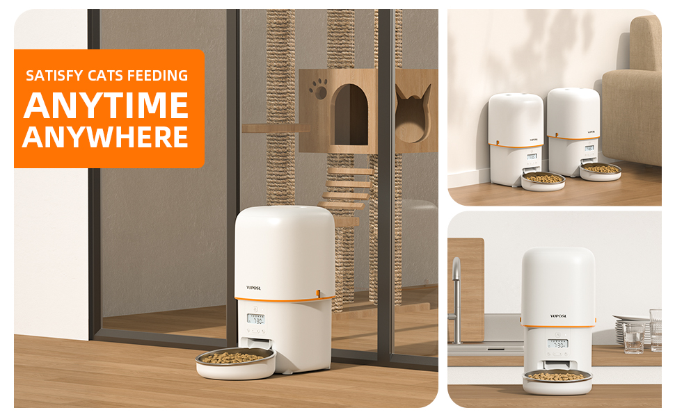 Pet Supplies Yuposl Automatic Cat Feeders 4L 2Packs for Pets, Over