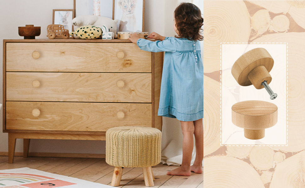 HOMEKNOBS 20 Pack Wood Dresser Knobs Flat Top Round Knobs for Dresser