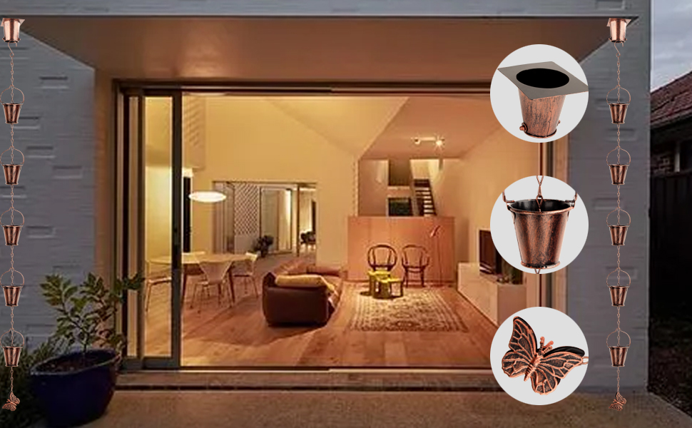 The rain chain has a unique shape and aesthetic feeling.