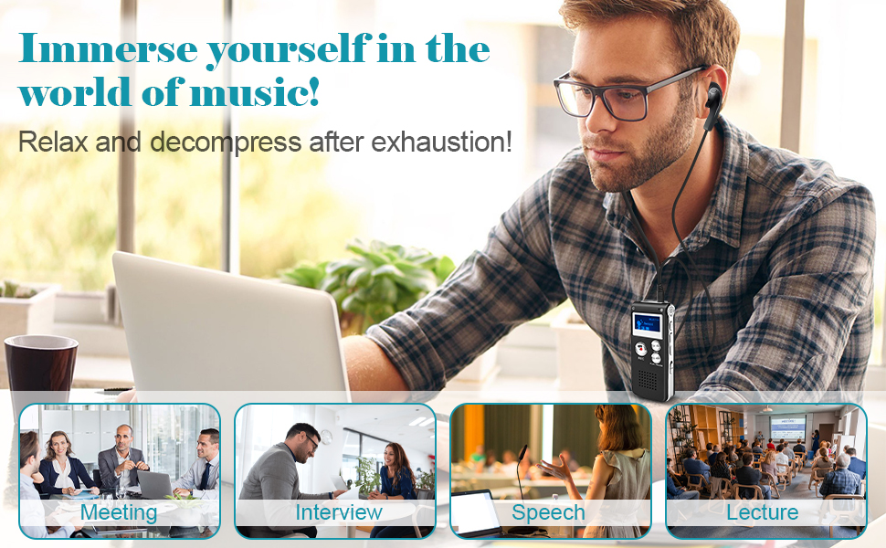 16GB Digital Voice Recorder(Dictaphone), Audio Tape Recorder, Mini