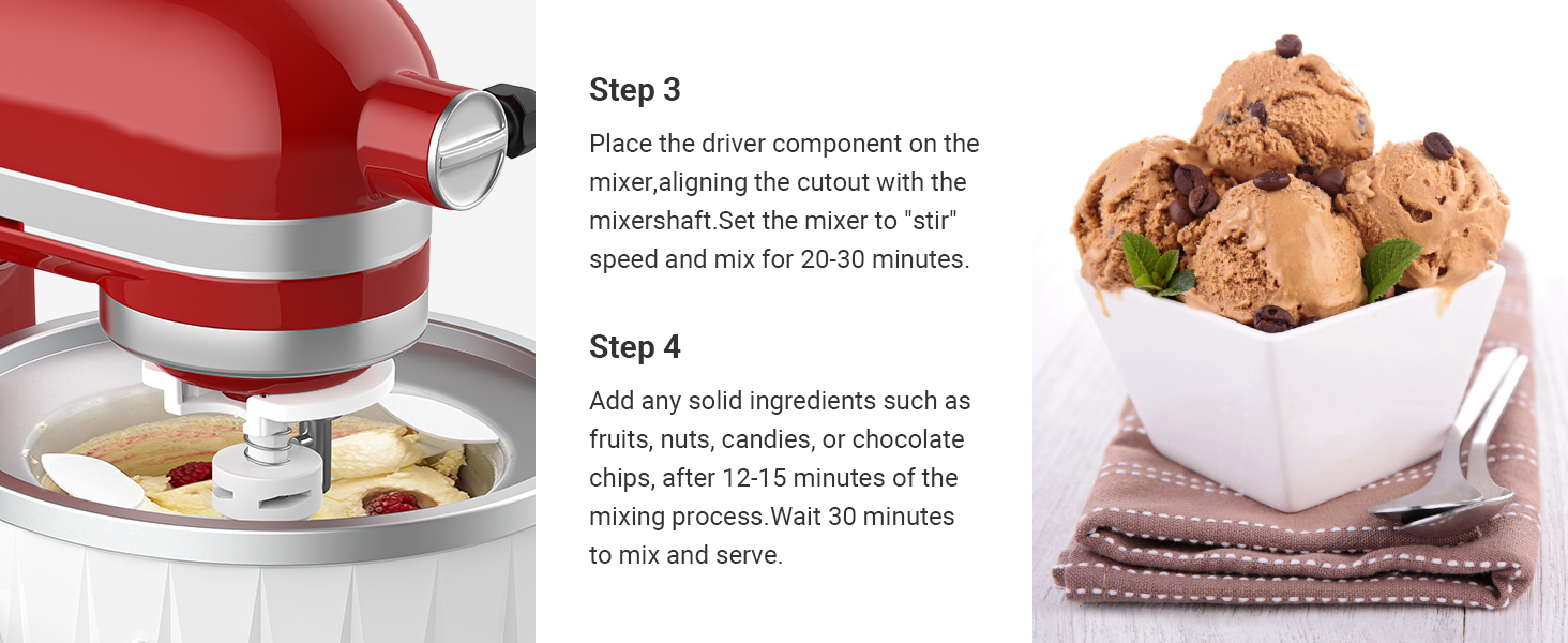 Ice Cream Maker Attachment for KitchenAid Stand Mixer