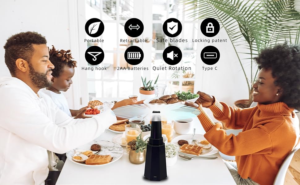 AOUKUNG 3PCS Food Fans for Picnic Table, Retractable Food