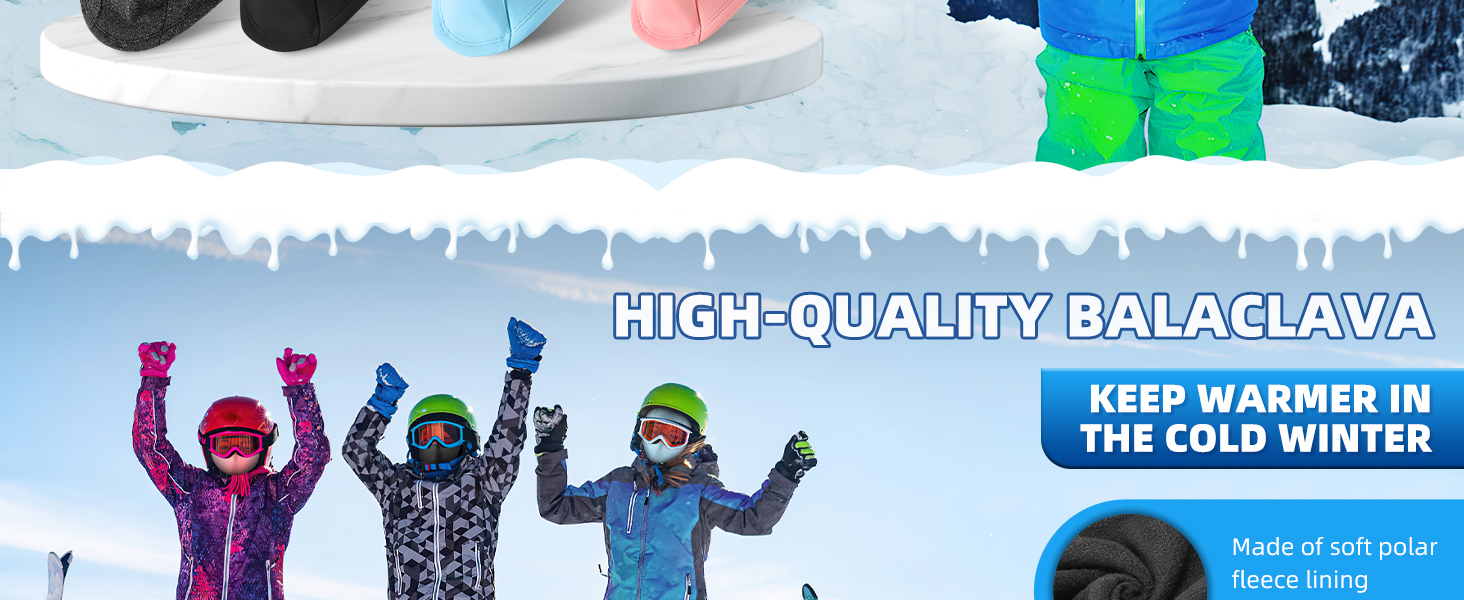 ICOCOPRO Kids Balaclava, Unisex Ski Mask Kids, Neck Warmer Gaiter Fleece Windproof Cycling Balaclava for Boys and Girls Balaclava Kids