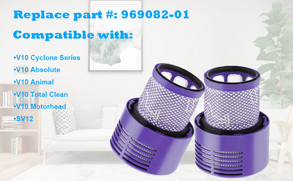 Qwenoer 2 Pack V10 Vacuum Filter Replacements for Dyson V10