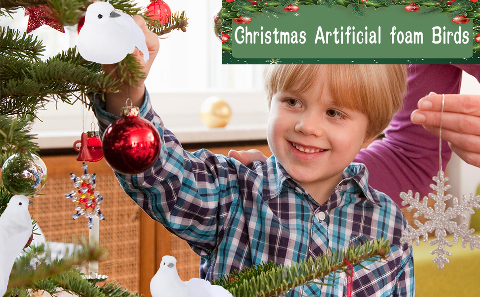 12 Pcs Artificial White Doves,Christmas Dove Birds with