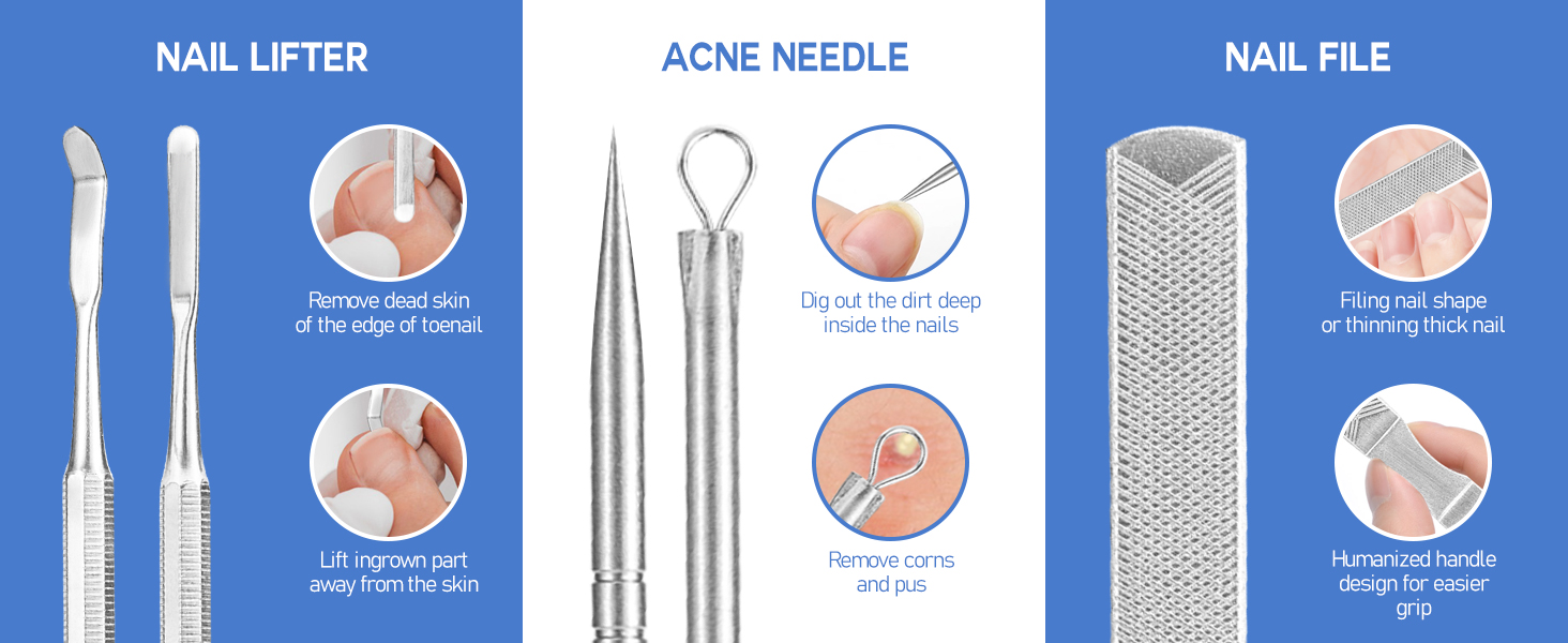 XIFEPFR 7pcs Ingrown Toenail Tools, Ingrown Toenail Removal