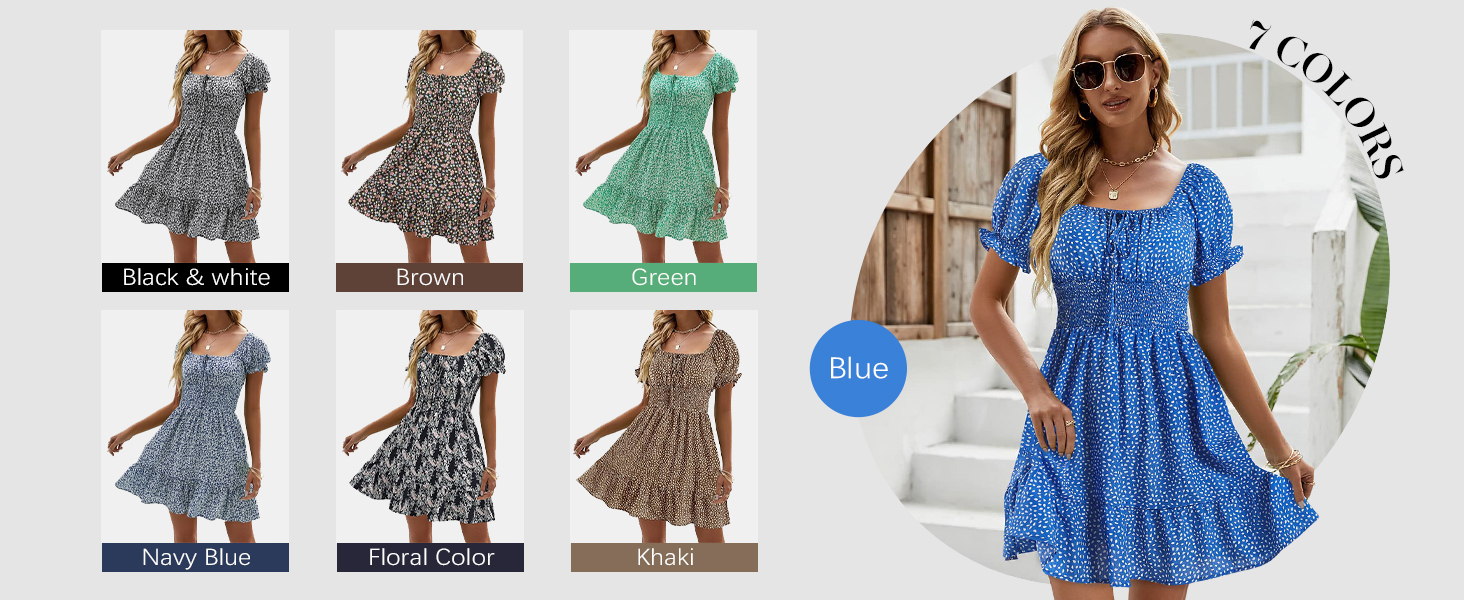 Heysolo Womens Boho Floral Smocked Dress