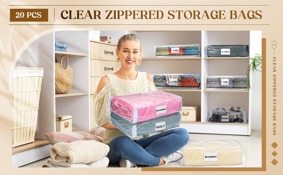 Amazon.com: Kenning Set of 20 Clear Vinyl Zippered Storage
