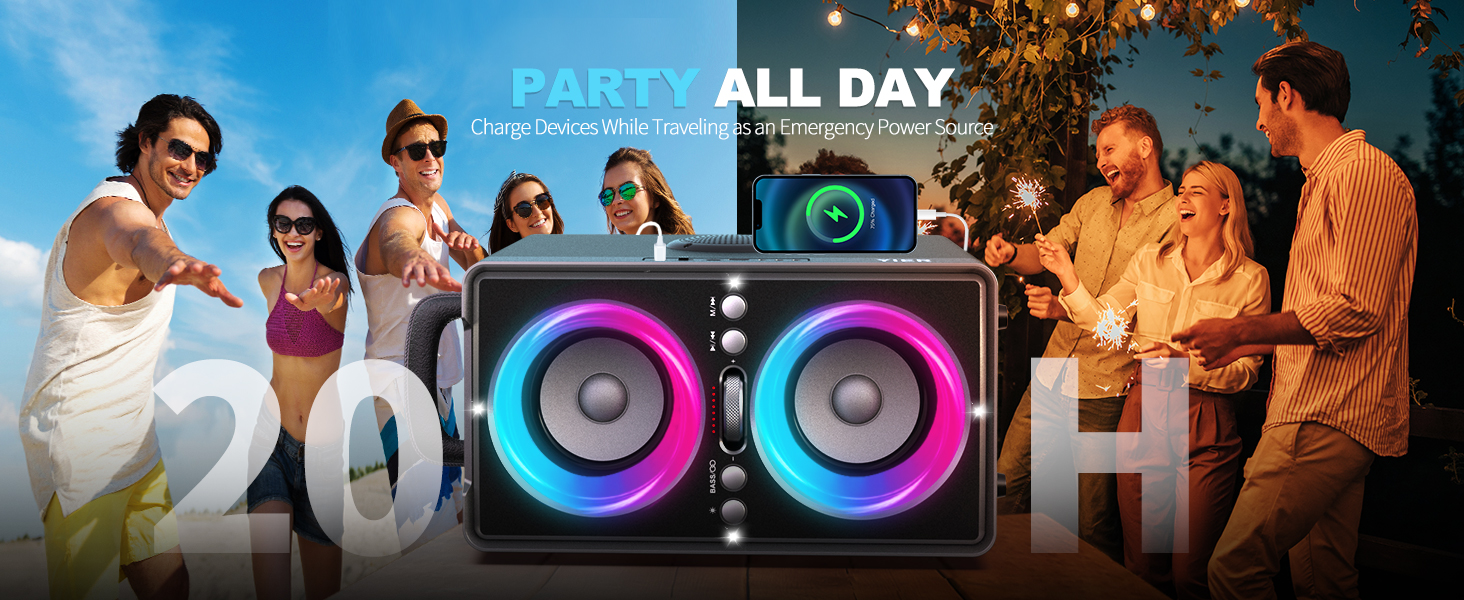 outdoor speaker bluetooth wireless boombox poweful music with long battery life