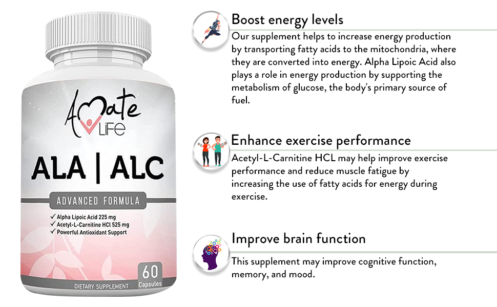 Amazon.com: Amate Life ALA/ALC High Potency Formula- Best Alpha Lipoic - Alpha Lipoic Acid And Acetyl L Carnitine