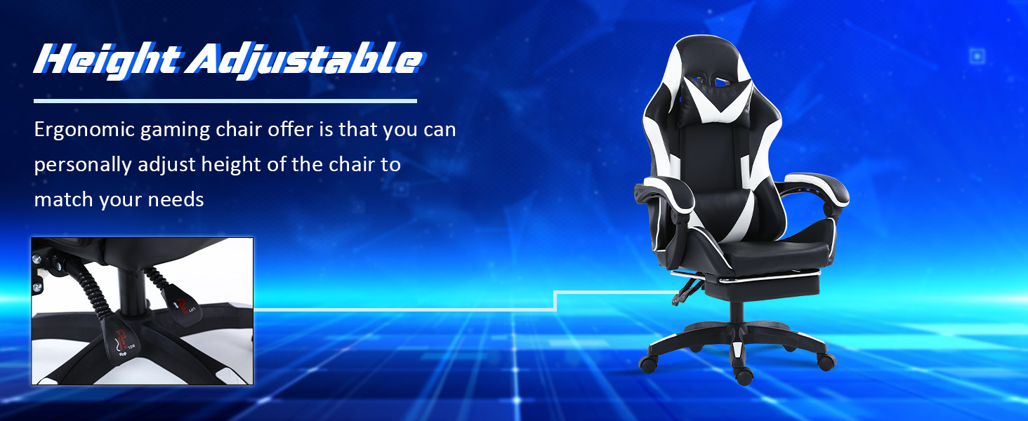 Computer Gaming Chairs with Footrest, Ergonomic Gaming