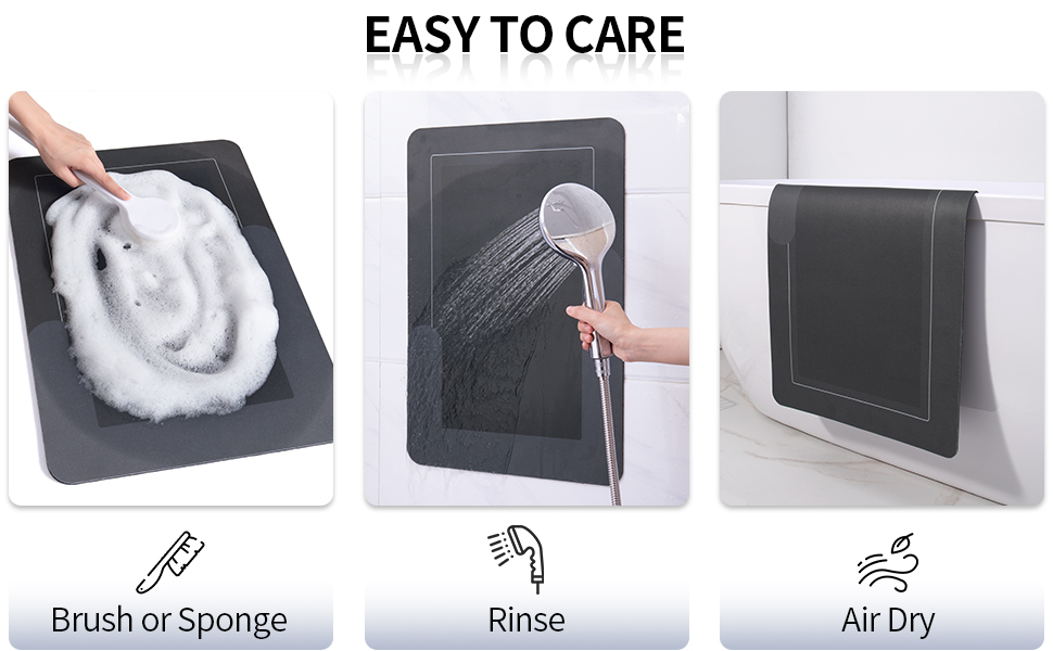 Quick Dry Bathroom Rug Ultra Thin Bath Mat with Rubber