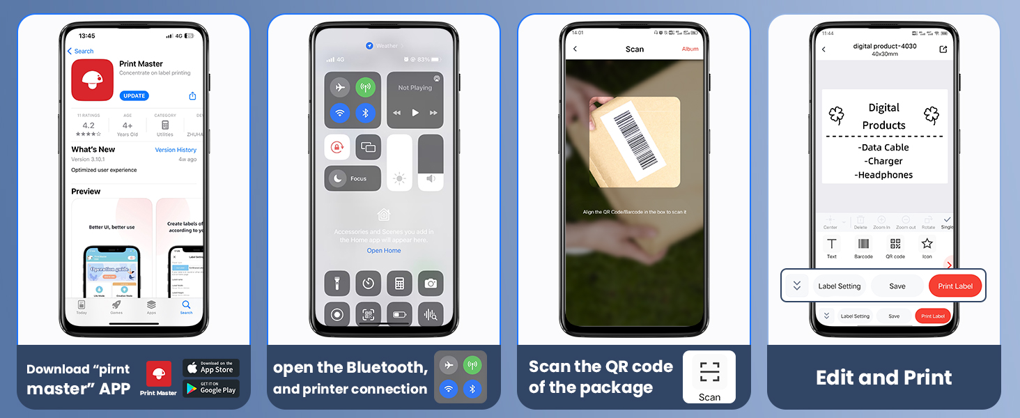Memoking M260 Label Maker Portable Barcode Label Printer