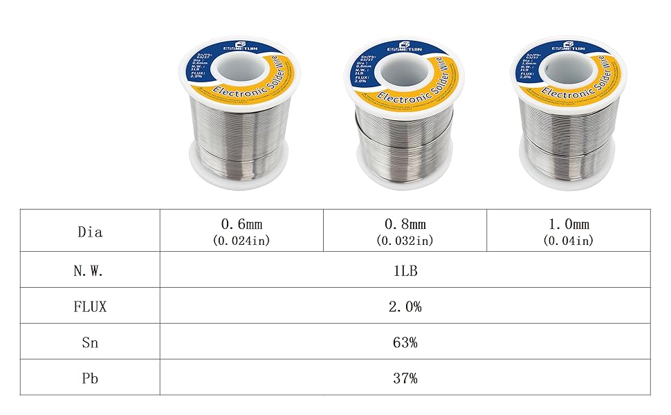 Essmetuin Tin Lead Core Solder Wire (Sn63Pb37) for Electrical Soldering