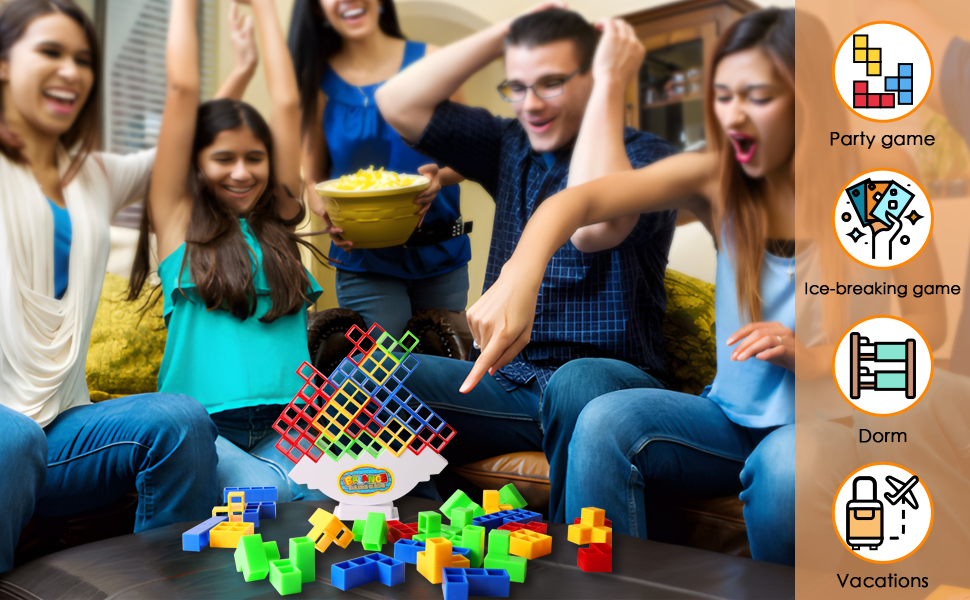 Amazon.com: MingNor 48 Pcs Tetra Tower Balance Stacking Blocks Game ...