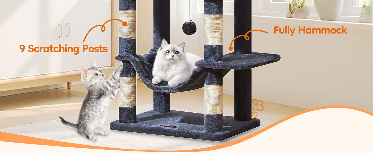 Taoqimiao Large Cat Tree,73-Inch Cat Tree Tower