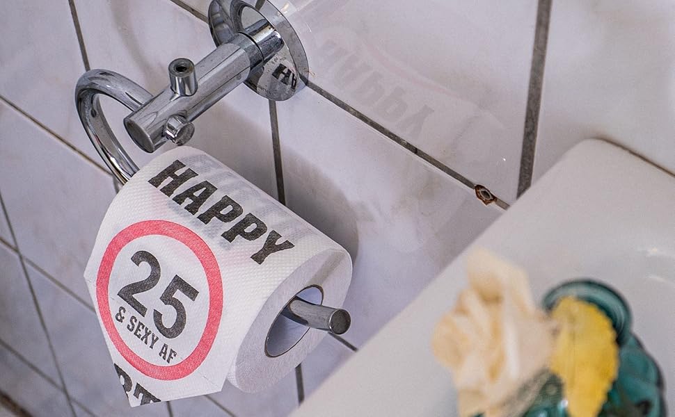 Happy 25 und Sexy AF Birthday Klopapier, 2 Pack, Dekoration und Geschenk für den 25. Geburtstag