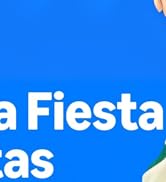 El texto dice «Fiesta» repetido varias veces en texto blanco sobre un fondo azul brillante, creando un patrón.