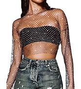 CYCLAMEN Women's Rhinestone Body Chains Long Sleeve Crop