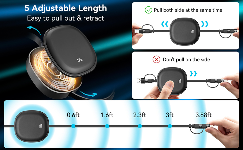 100w retractable iphnoe fast charger cable 65w lightnging fastest charging cord iwatch multi charger