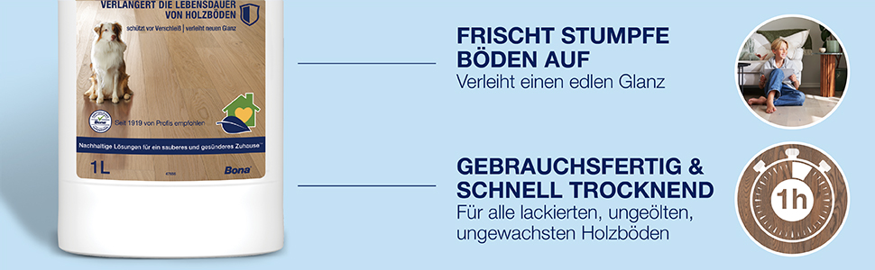 Hellt matte Böden mit langlebigen, niedrigen Glanz auf; Gebrauchsfertig schnell trocknend; Sicher