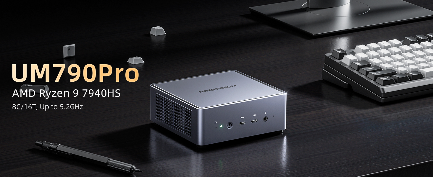 MINISFORUM Venus UM790 Pro Mini PC AMD Ryzen 9 7940HS up to 5.2 GHz 32 GB DDR5 1TB SSD with AMD