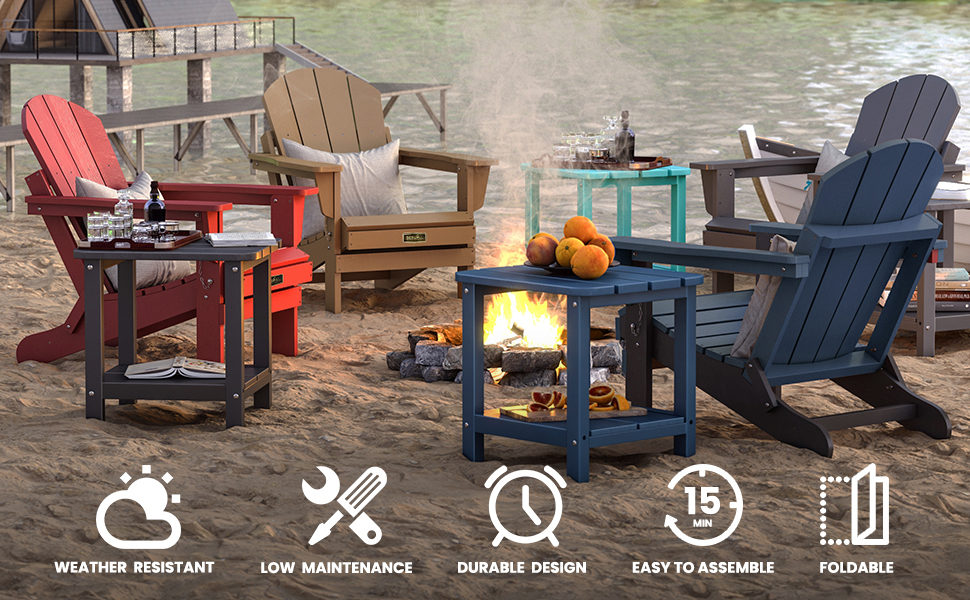 SERWALL Adirondack Chair for Patio Garden Outdoors Fire Pit (Folding