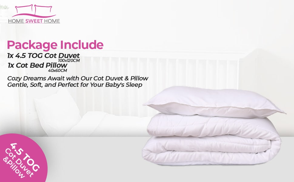 Home Sweet Home UK Toddler Cot Duvet And Pillow Set 100 Microfiber