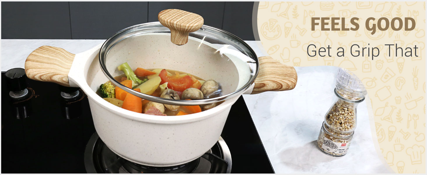 Wodillo Pots and Pans Set Nonstick, Beige Granite Induction Kitchen