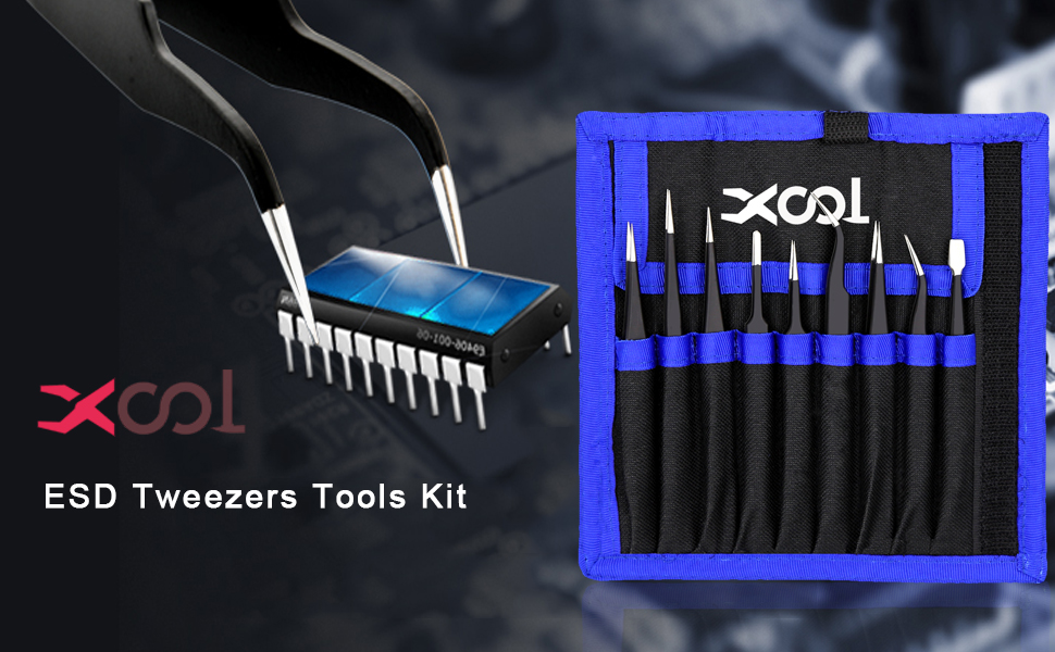 XOOL 9PCS Precision Tweezers Set, ESD Tweezers Set, AntiStatic