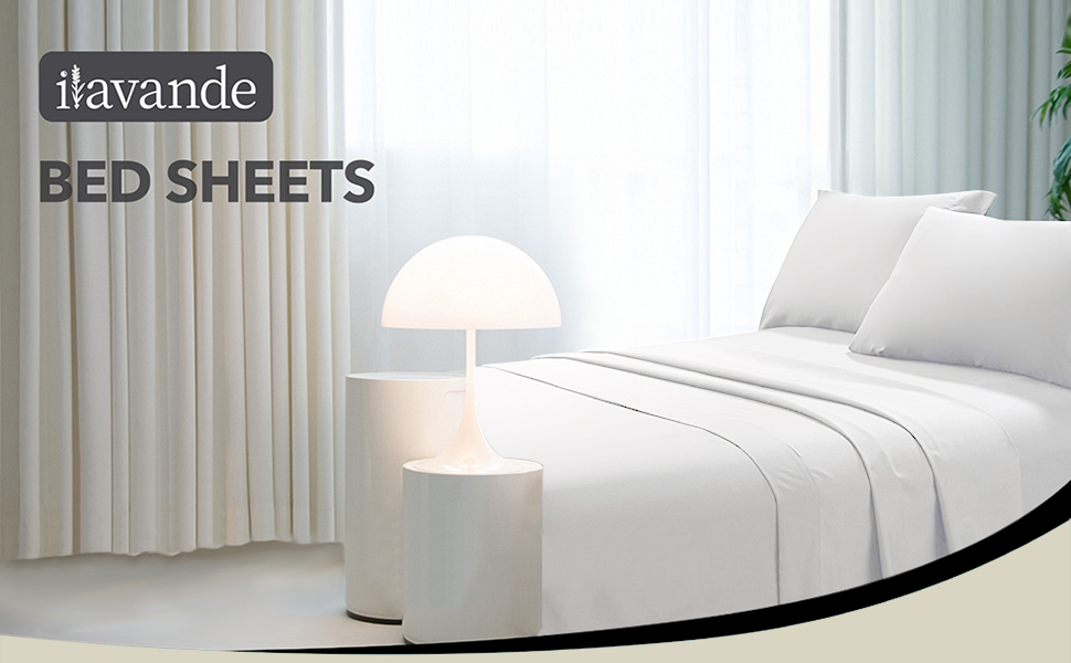 ILAVANDE White Queen Sheets Set 4 Piece,Hotel Luxury Super