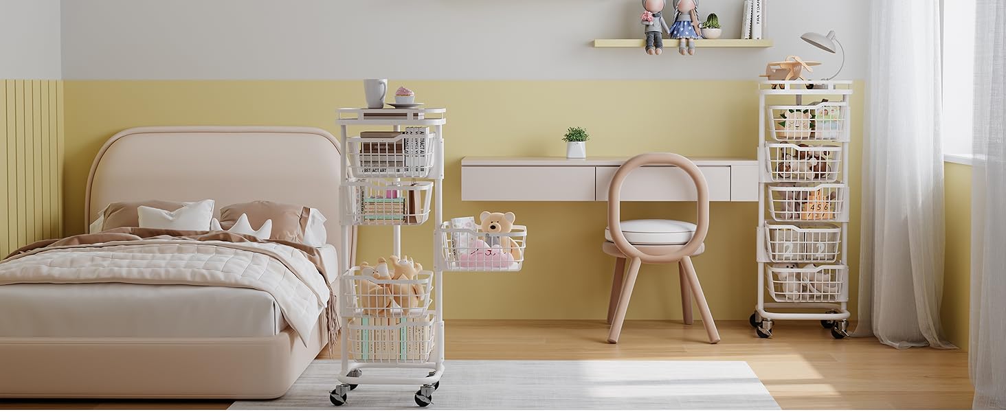 Amazon.com: Ocyfym 5 Tier Kitchen Fruit Vegetable Storage Cart with ...