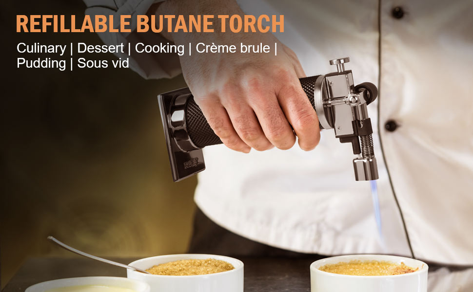 RAVS Butane Torch with DUAL Flame Mode, Refillable Kitchen Torch