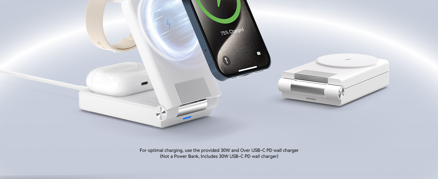 Magnetic Wireless Charging Station (Foldable 3-in-1)
