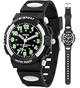 Juboos Kids Watch Analog with 7 Colorful Night Lights Boys Girls Waterproof Soft Strap Kids Time ...