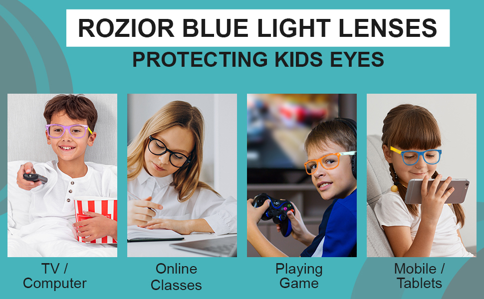 ROZIOR® Kids Computer & Screen Glasses Blue Light Protection Anti