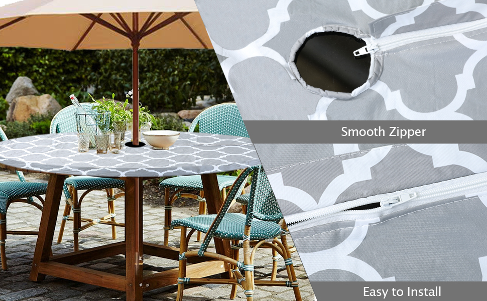 sowinlar Round Outdoor Tablecloth with Umbrella Hole