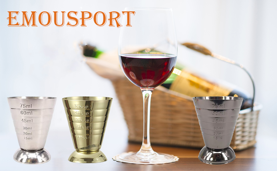 Emousport Bar Cocktail Jigger Three Scales Coffee Measuring Jigger Wine Cup