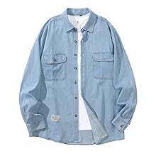 Men's Denim Shirt, Fall Clothes, Washed Treatment, Long Sleeve Shirt, Western Style, Cotton Top, Cool, Work Shirt, Breech, Casual, Fashionable, Street Style