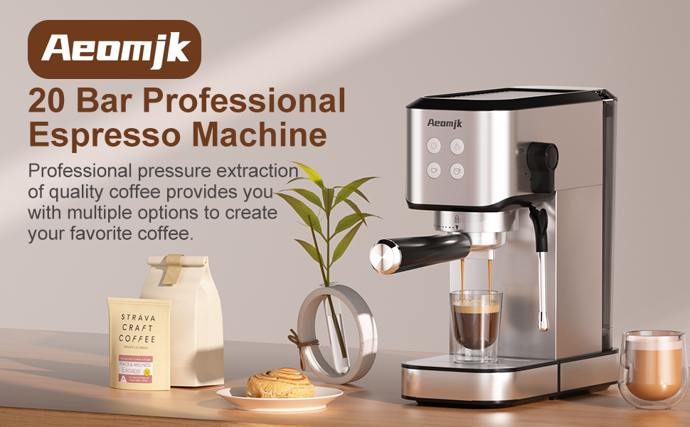 Amazon.com: Aeomjk Espresso Machine, 20 Bar Stainless Steel