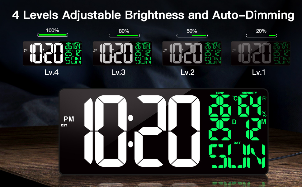 XREXS Extra Large Digital Wall Clock with Remote Control, 18 Inch LED