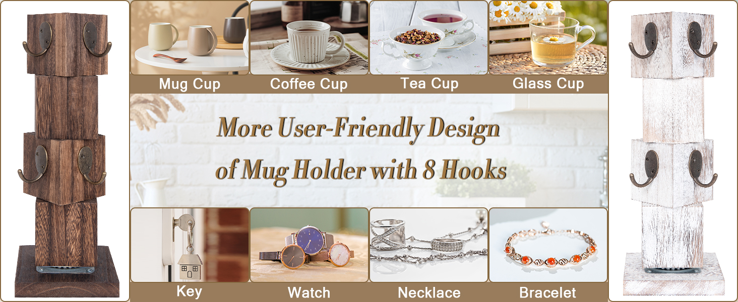 bluegift Rotated Coffee Mug Holder Tree with 360 Degree