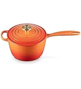Le Creuset Enameled Cast Iron Signature Round Saucepan, 2.25 qt., Flamme Doree with Crucible Knob