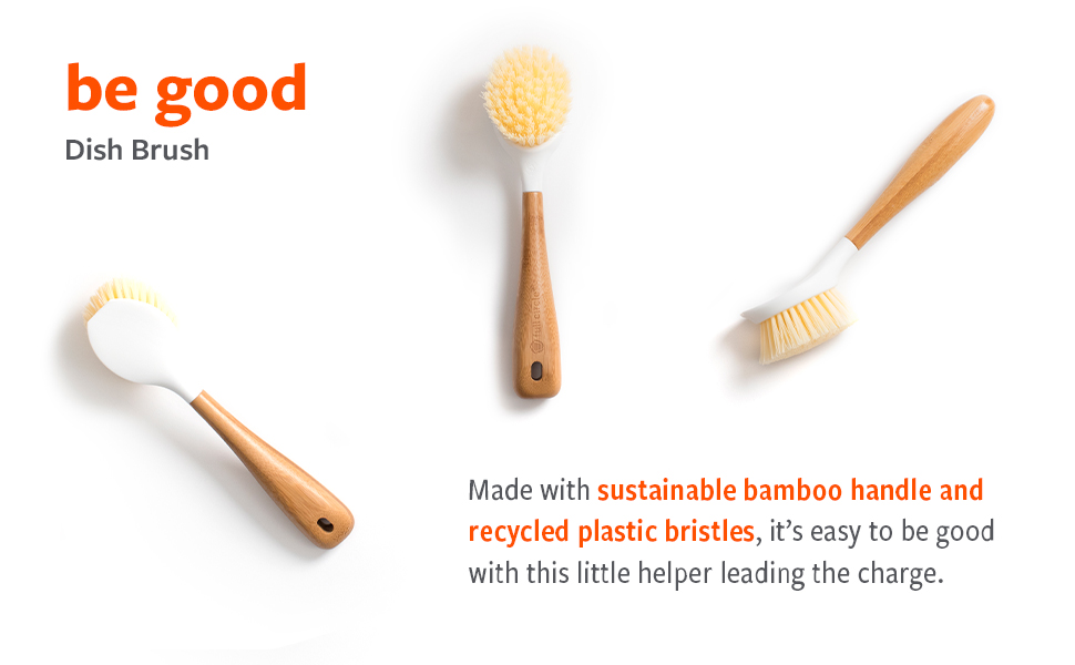 dish brush, bamboo, recycled plastic
